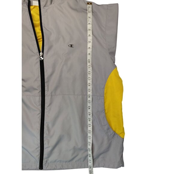 Champion Mens XXL Windbreaker Jacket Gray & Yellow - Picture 10 of 14